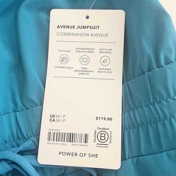 Athleta Avenue Sleeveless Jumpsuit Color Pacific Size Medium Petite - Picture 13 of 16